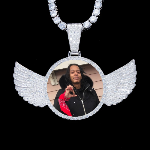 925S & VVS Moissanite 3D Wing Custom Picture Pendant