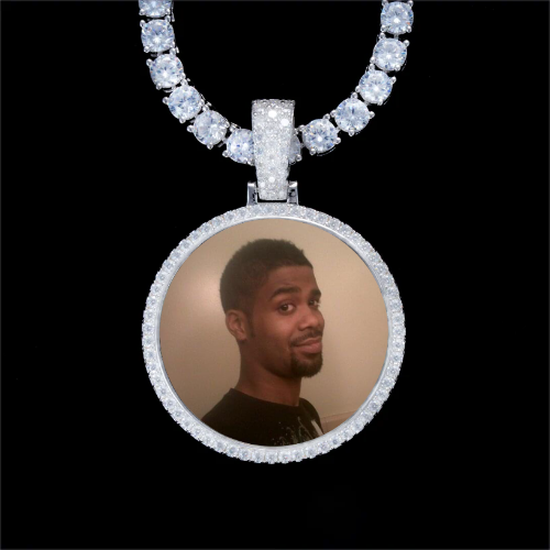 925S & VVS Moissanite 3D Circle Custom Picture Pendant