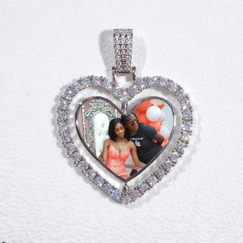 3D Spinning 2-Faced Heart Custom Picture Pendant