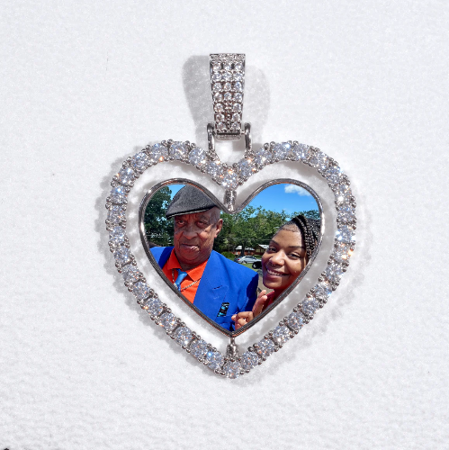 3D Spinning 2-Faced Heart Custom Picture Pendant