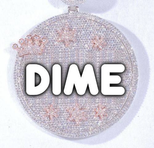 CUSTOM LETTER NECKLACE 3D BIG CROWN DISC