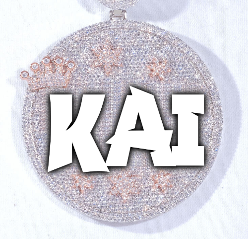 CUSTOM LETTER NECKLACE 3D BIG CROWN DISC
