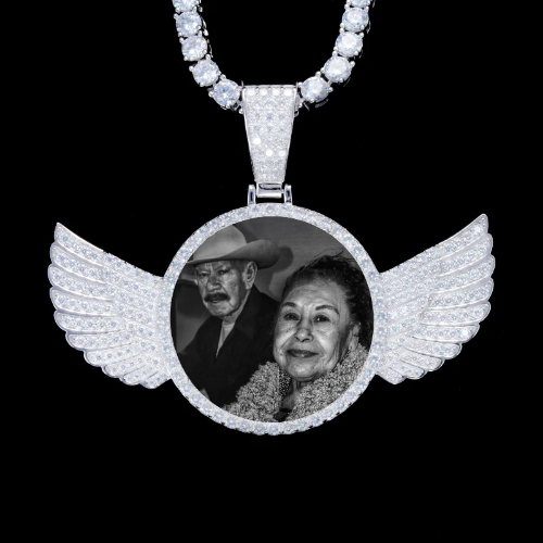 925S & VVS Moissanite 3D Wing Custom Picture Pendant