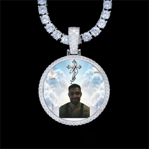 925S & VVS Moissanite 3D Circle Custom Picture Pendant