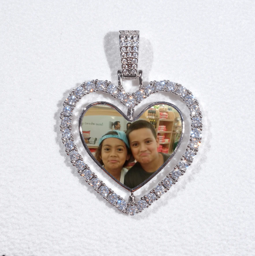 3D Spinning 2-Faced Heart Custom Picture Pendant