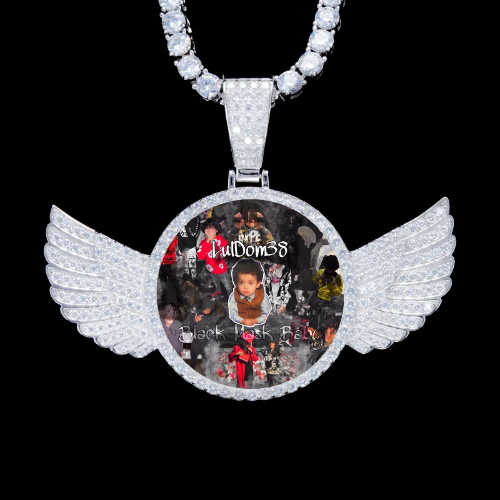 925S & VVS Moissanite 3D Wing Custom Picture Pendant
