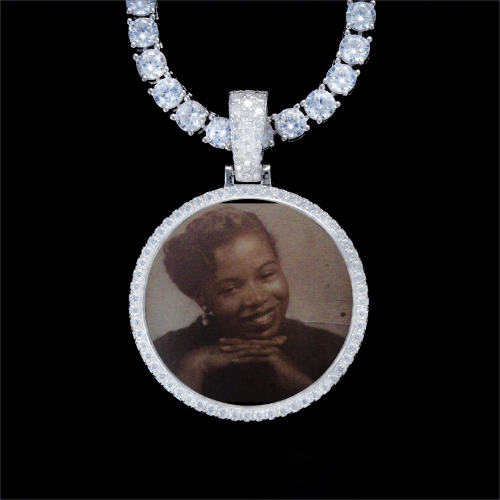 925S & VVS Moissanite 3D Circle Custom Picture Pendant
