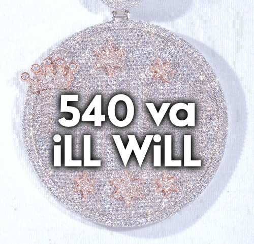 CUSTOM LETTER NECKLACE 3D BIG CROWN DISC