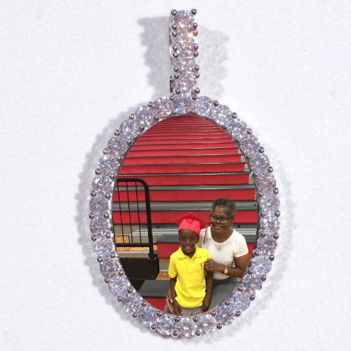 Large 3D Oval Custom Picture Pendant