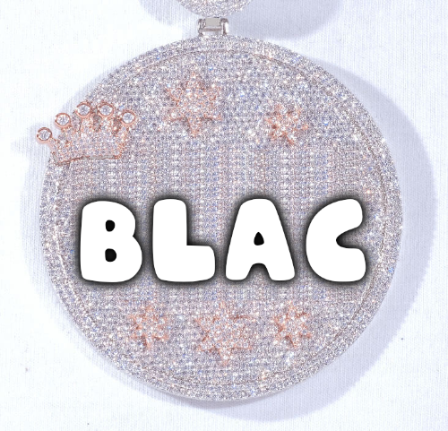 CUSTOM LETTER NECKLACE 3D BIG CROWN DISC