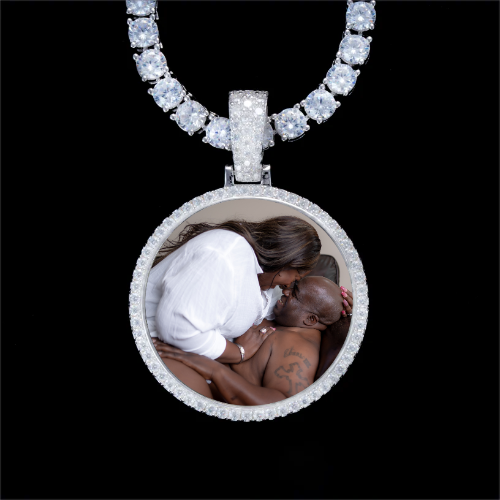 925S & VVS Moissanite 3D Circle Custom Picture Pendant