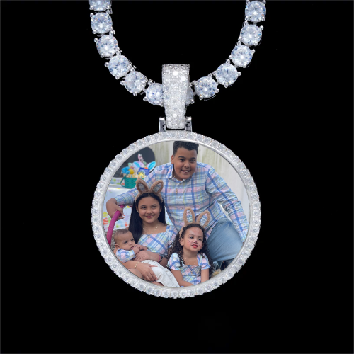 925S & VVS Moissanite 3D Circle Custom Picture Pendant