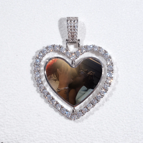 3D Spinning 2-Faced Heart Custom Picture Pendant