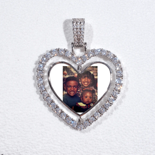 3D Spinning 2-Faced Heart Custom Picture Pendant