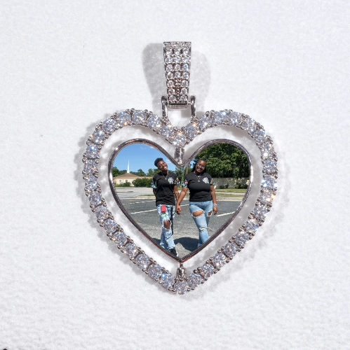 3D Spinning 2-Faced Heart Custom Picture Pendant