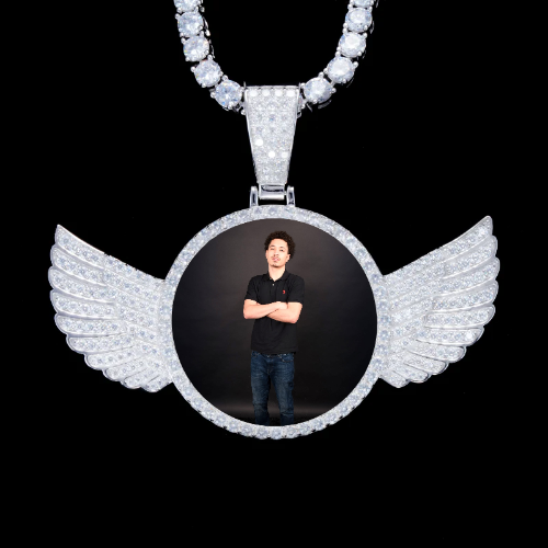 925S & VVS Moissanite 3D Wing Custom Picture Pendant