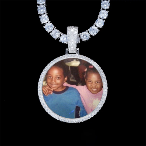925S & VVS Moissanite 3D Circle Custom Picture Pendant