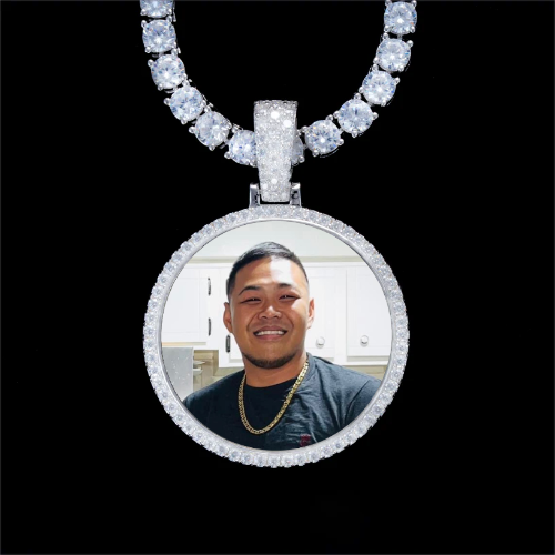 925S & VVS Moissanite 3D Circle Custom Picture Pendant