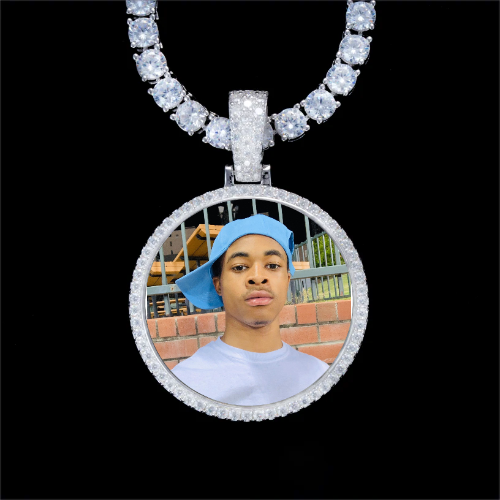 925S & VVS Moissanite 3D Circle Custom Picture Pendant