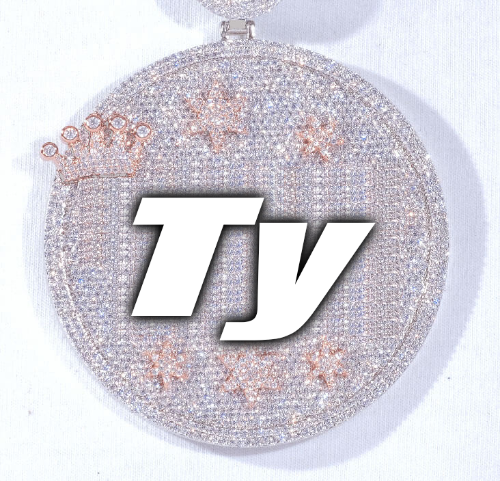 CUSTOM LETTER NECKLACE 3D BIG CROWN DISC