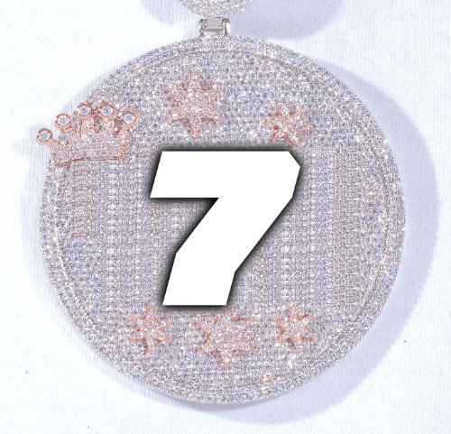 CUSTOM LETTER NECKLACE 3D BIG CROWN DISC
