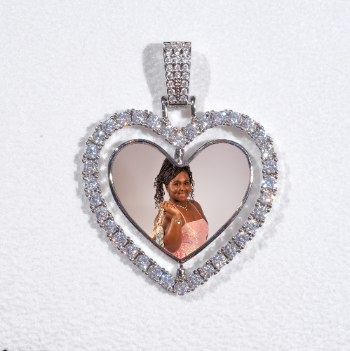3D Spinning 2-Faced Heart Custom Picture Pendant