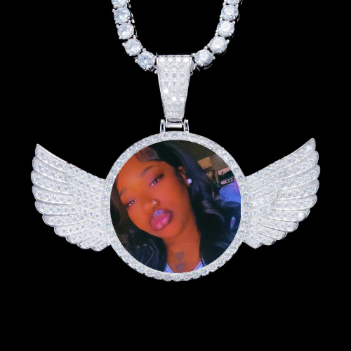 925S & VVS Moissanite 3D Wing Custom Picture Pendant