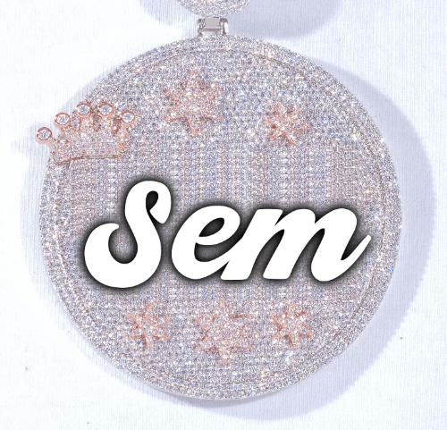 CUSTOM LETTER NECKLACE 3D BIG CROWN DISC