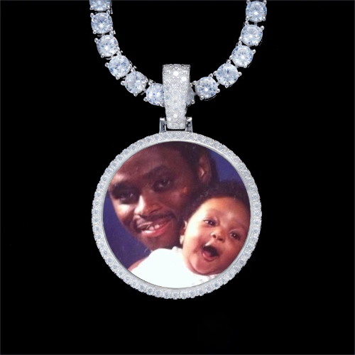 925S & VVS Moissanite 3D Circle Custom Picture Pendant