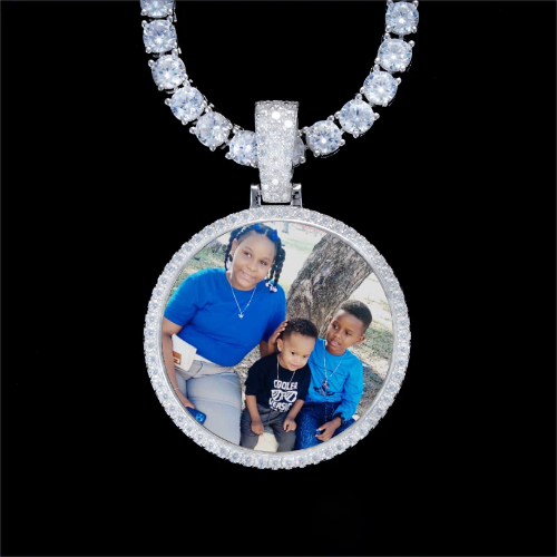 925S & VVS Moissanite 3D Circle Custom Picture Pendant
