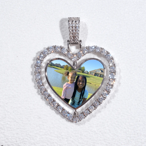 3D Spinning 2-Faced Heart Custom Picture Pendant