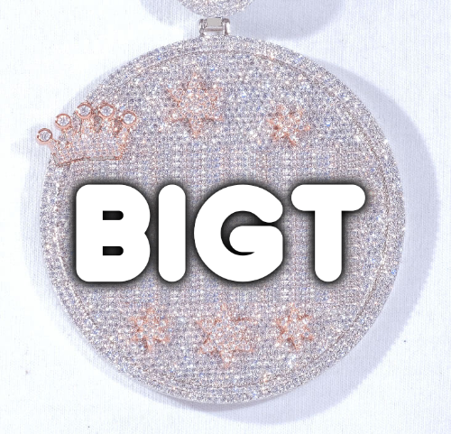 CUSTOM LETTER NECKLACE 3D BIG CROWN DISC
