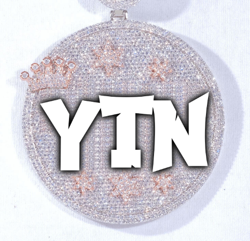 CUSTOM LETTER NECKLACE 3D BIG CROWN DISC
