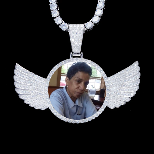 925S & VVS Moissanite 3D Wing Custom Picture Pendant