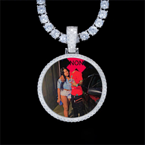 925S & VVS Moissanite 3D Circle Custom Picture Pendant