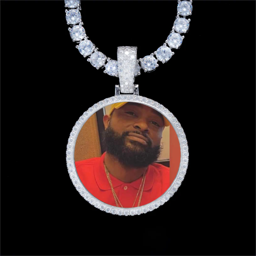 925S & VVS Moissanite 3D Circle Custom Picture Pendant