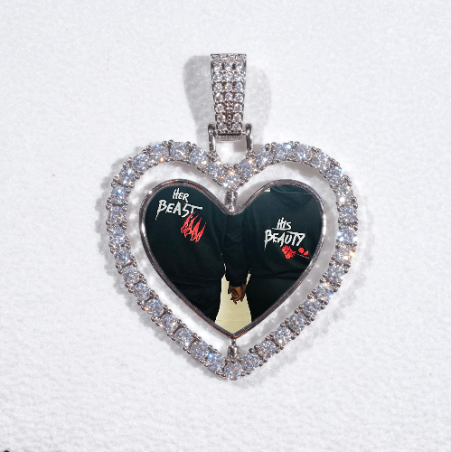 3D Spinning 2-Faced Heart Custom Picture Pendant