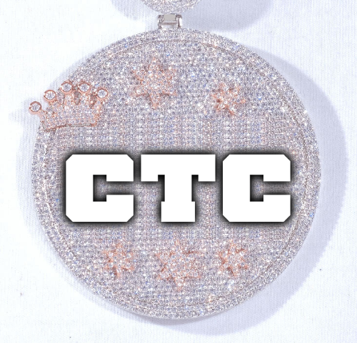 CUSTOM LETTER NECKLACE 3D BIG CROWN DISC