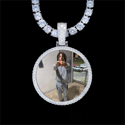 925S & VVS Moissanite 3D Circle Custom Picture Pendant