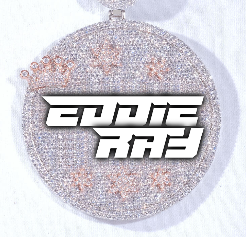 CUSTOM LETTER NECKLACE 3D BIG CROWN DISC