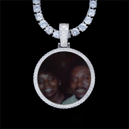 925S & VVS Moissanite 3D Circle Custom Picture Pendant