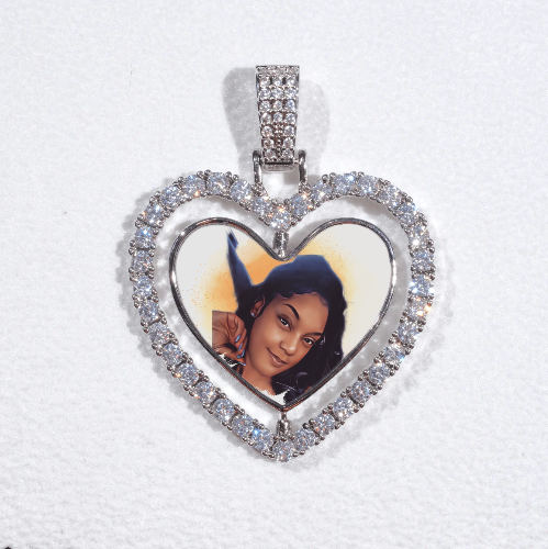 3D Spinning 2-Faced Heart Custom Picture Pendant