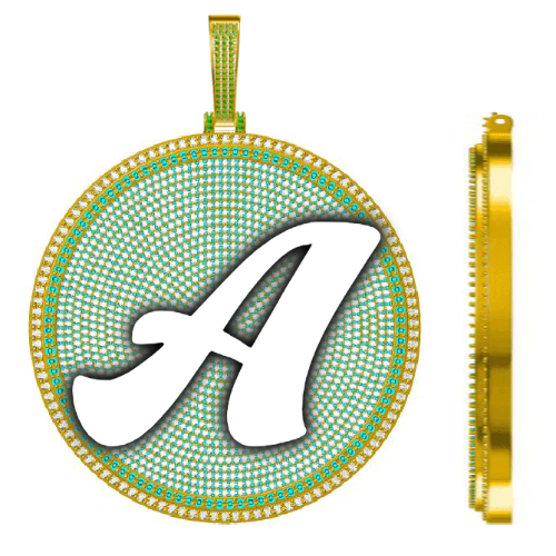 CUSTOM LETTER NECKLACE 3D BIG DISC