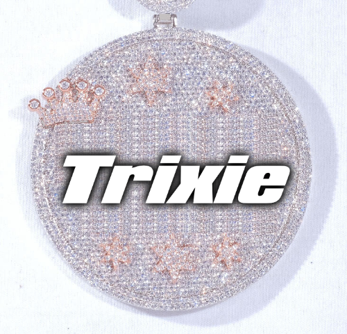 CUSTOM LETTER NECKLACE 3D BIG CROWN DISC
