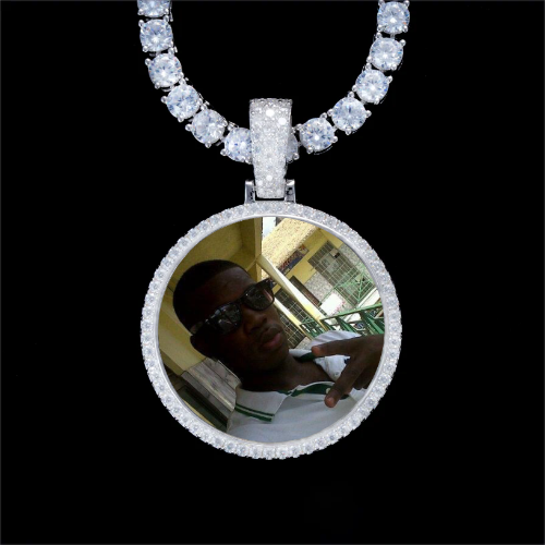 925S & VVS Moissanite 3D Circle Custom Picture Pendant