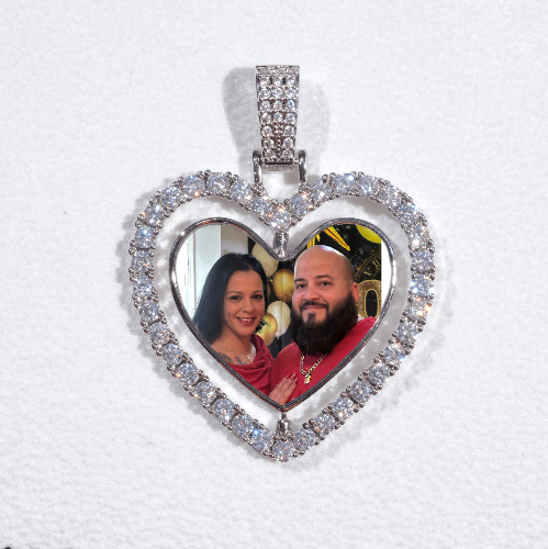 3D Spinning 2-Faced Heart Custom Picture Pendant