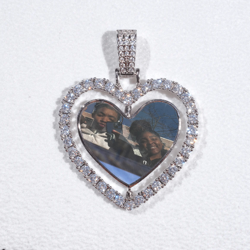 3D Spinning 2-Faced Heart Custom Picture Pendant