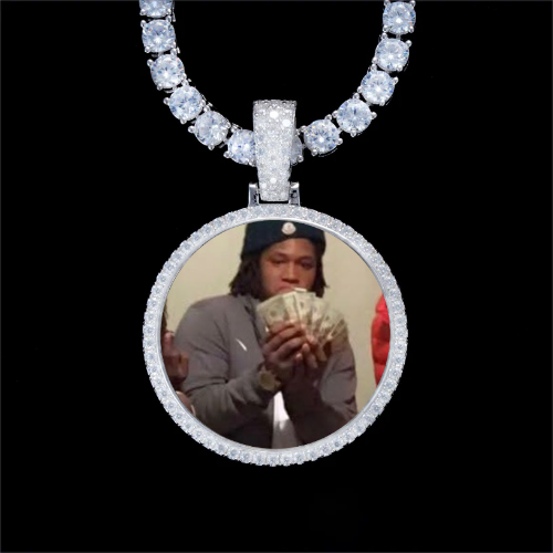 925S & VVS Moissanite 3D Circle Custom Picture Pendant