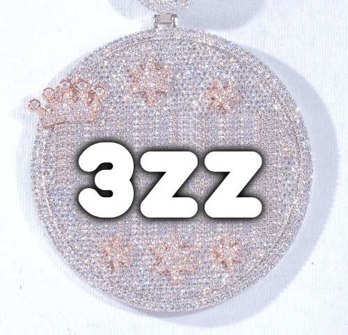 CUSTOM LETTER NECKLACE 3D BIG CROWN DISC
