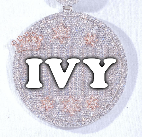 CUSTOM LETTER NECKLACE 3D BIG CROWN DISC